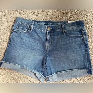Loft womens roll shorts size 10 jean denim 5" inseam classic new with tags